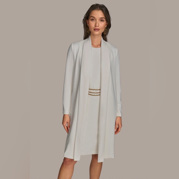 DONNA KARAN DRESS AND LONG CARDIGAN SET Size 10 $249